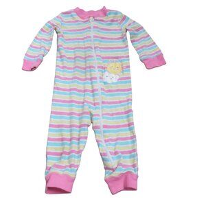 Little Me Zip Up Footless Sleeper Toddler Girls 12M Pink‎ Long Sleeve Jammies